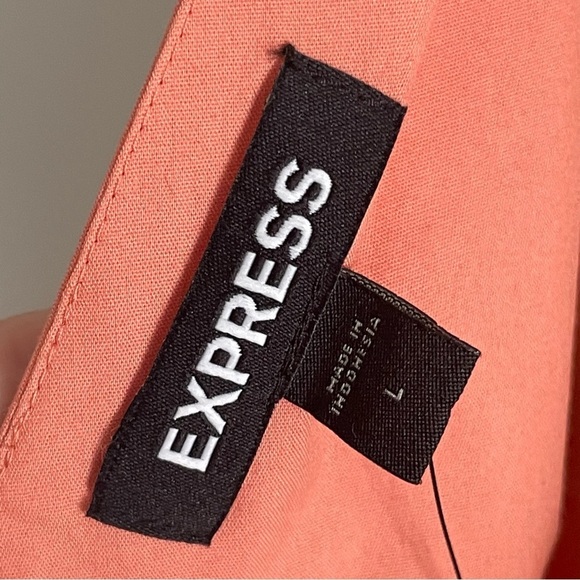 Express Bow Shoulder Peplum Top- Pink- Size Large- NWT - Picture 9 of 10